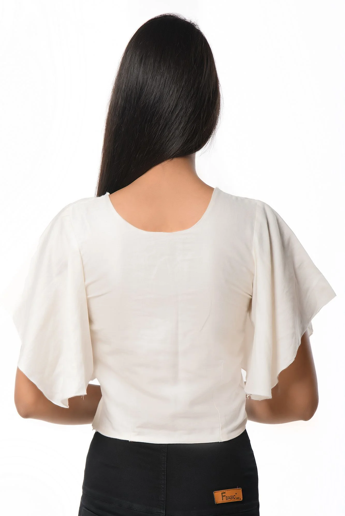 WHITE PLAIN BELL SLEEVES BLOUSE CUM TOP - Image 4