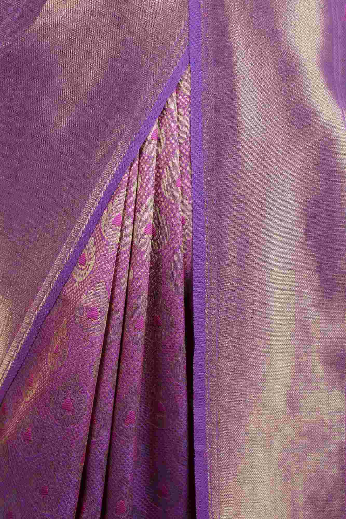 Wine gold kanjivaram dhoop chaanv  all over wrap in 1 minute saree - Image 5