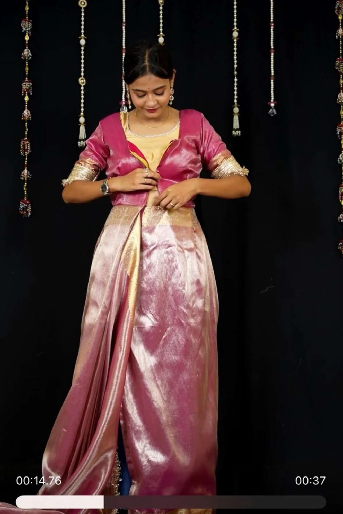 Zip & Go Saree:Soft Patola with Zari & Shimmer Highlights Zip and Go saree - Image 6